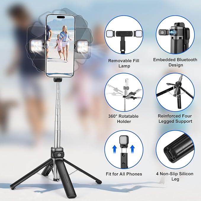 MQOUNY Mini iPhone Tripod Stand & Selfie Stick - Image 2