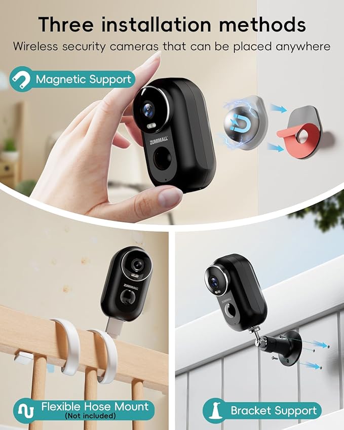 ZUMIMALL 2K Security Cameras Wireless Outdoor, Magnetic Mount, 130° View - Image 2