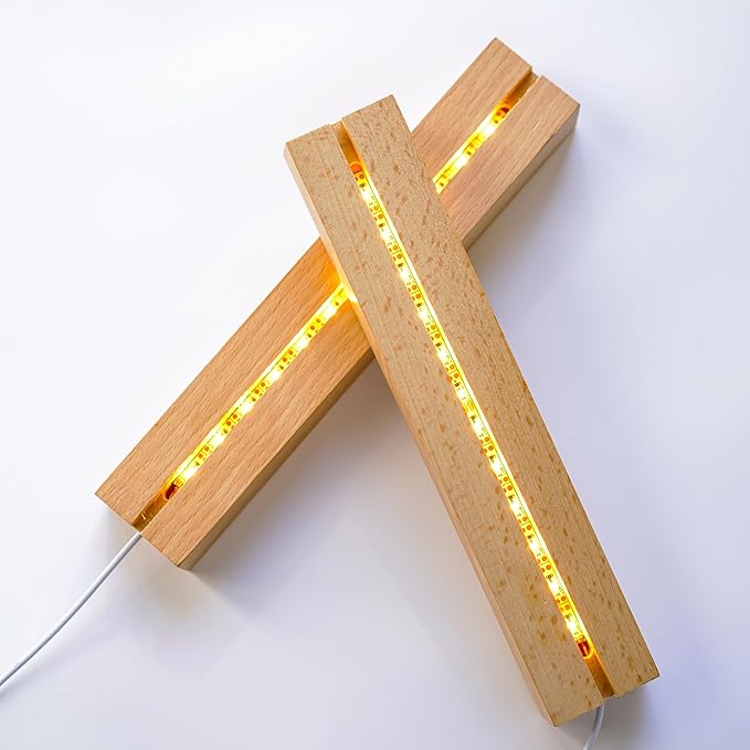 ZEERSHEE 2 Pcs 9.4 Inch Wooden Rectangle LED Light Display Pedestal - Image 5