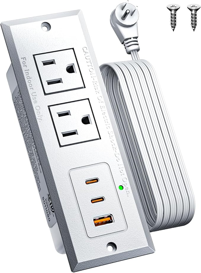 Recessed Power Strip with 20W USB C Port, Fast Charging USB A Port Conference by DOACE