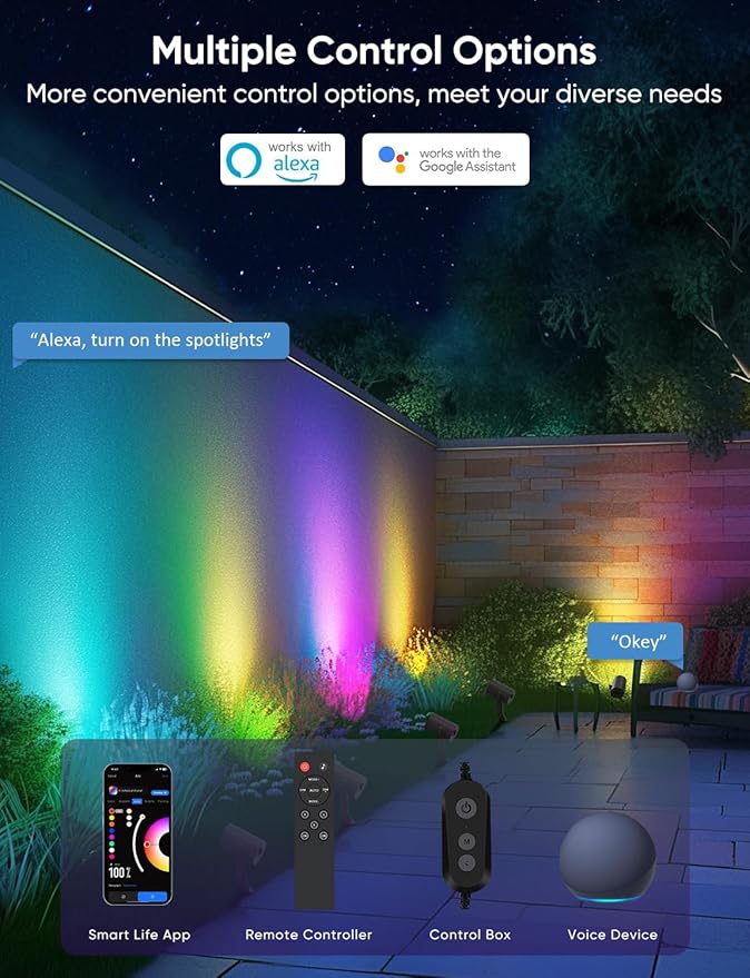 APPECK Smart Outdoor Spot Lights 24W, RGBCW Color Changing Landscape Lights 4 - Image 7