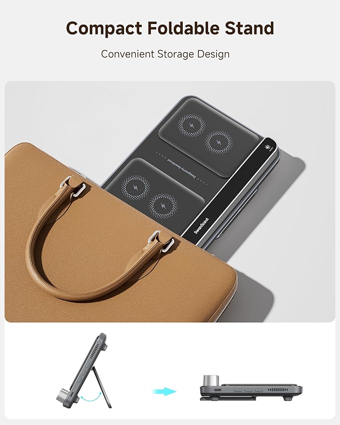 Dual Wireless Charger Stand, SwanScout 504, Foldable Wireless Charging Station - Image 8