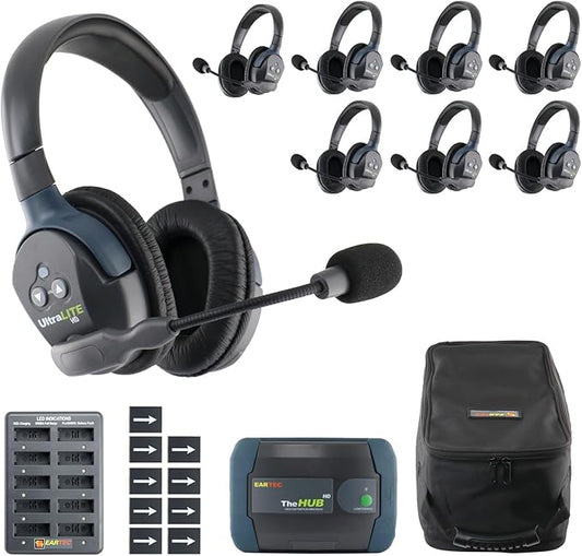 EARTEC HUB8D Ultralite-HD 8 Person Full Duplex Wireless Intercom Headset by Eartec