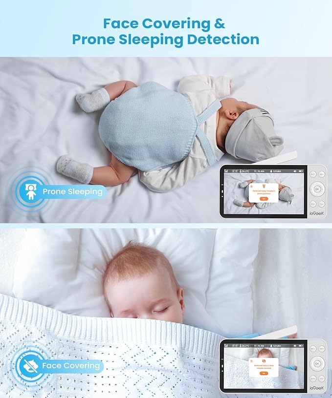ieGeek 5.5’’ Split-Screen Baby Monitor, 2.5K UHD Baby Monitor - Image 3
