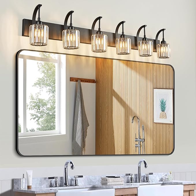 FDPBY 6-Light Crystal Vanity Light, 51.18" Long Over Mirror Lighting - Image 6