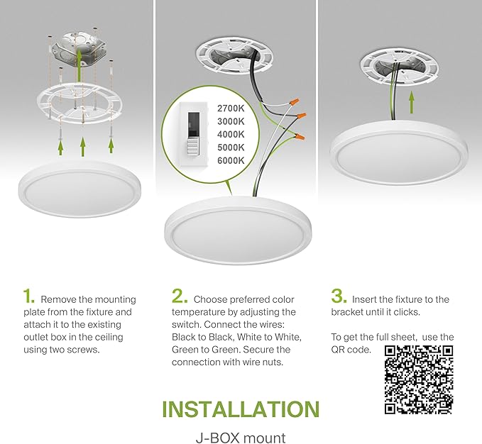 ASD LED 12" Round Flush Mount Ceiling Light Fixture, Low Profile Surface - Image 9