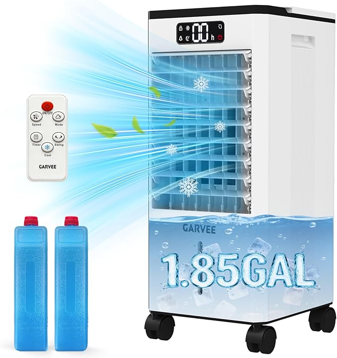 Portable Evaporative Air Cooler, 1.84Gal Touch Screen Cooler Fan - Image 2