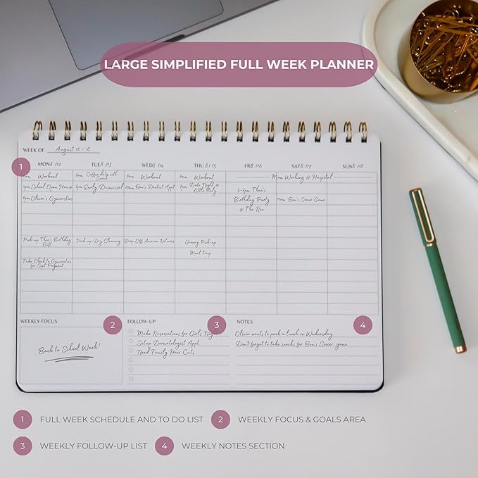 Undated Weekly Planner | 8.25” x 11.75” Work To-Do Notebook | ADHD Academic - Image 7