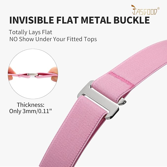 JASGOOD Women No Show Stretch Belt Elastic Web Strap Belt - Image 3