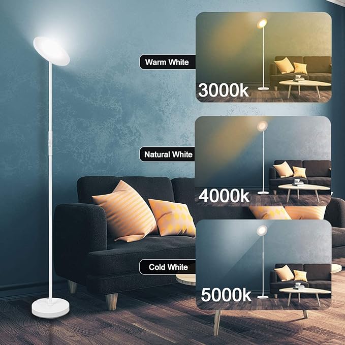 JOOFO Floor Lamp, 30W/2400LM Sky LED Modern Torchiere 3 Color Temperatures - Image 3