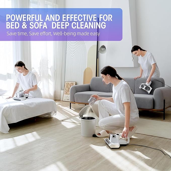 JPHYLL Mattress Vacuum Bed Vacuum Cleaner 16Kpa Suction 253.7nm UV-C Light - Image 6