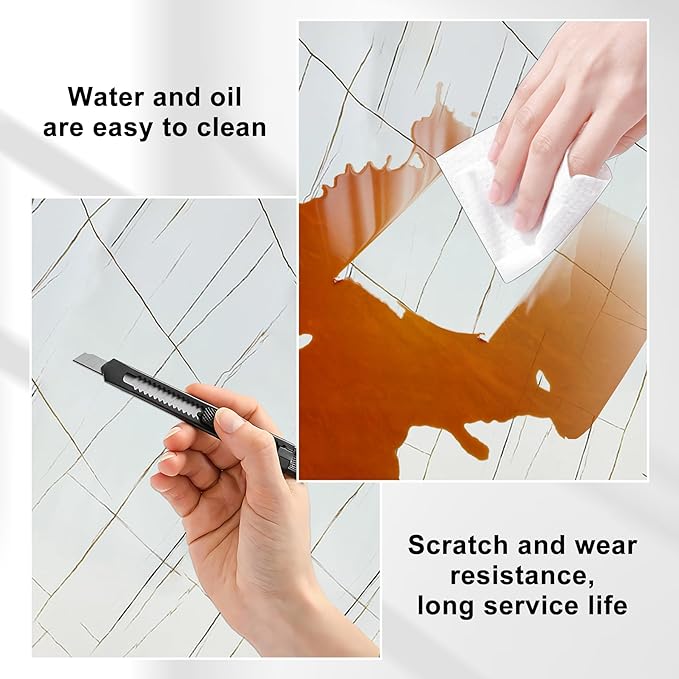 Wall Panels Peel and Stick，PVC Imitation Artificial Marble Tiles Sticker，10 pcs - Image 6