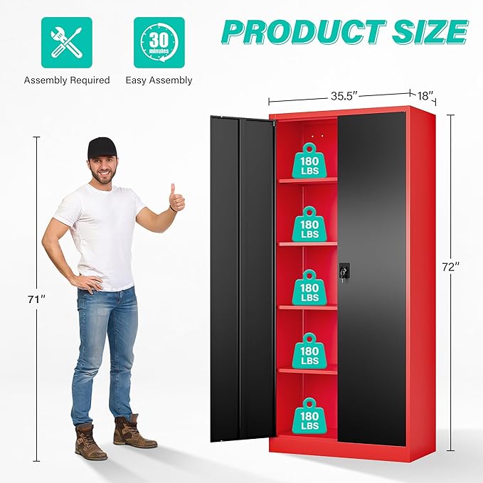 SISESOL Wide & Deep Metal Storage Cabinet - Image 3