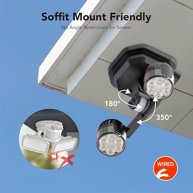 OREiN Motion Sensor Outdoor Security Lights, Dual-Head Adjustable LED Flood - Image 8