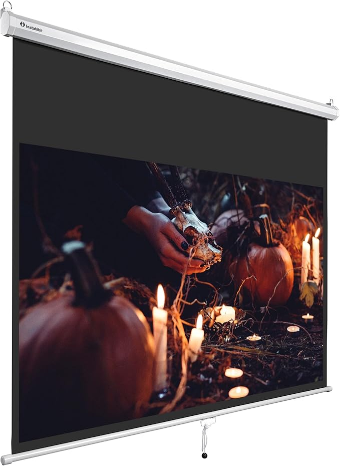 Instahibit 72" 16:9 Manual Pull Down Projector Screen 4K Self-Locking Home by InstaHibit