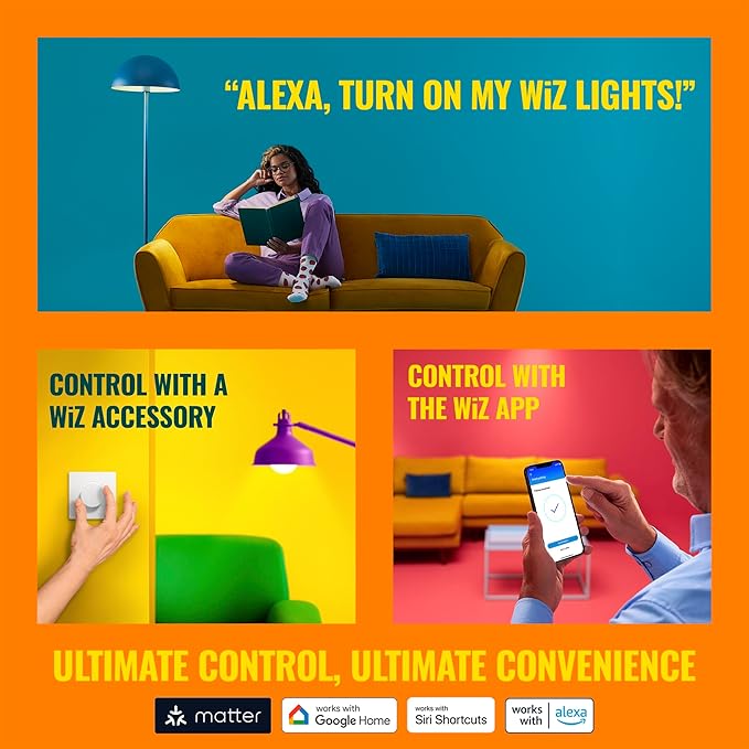 WiZ Connected Smart Light Bulbs, Color A19 60W 800LM E26 Indoor LED Lights - Image 5