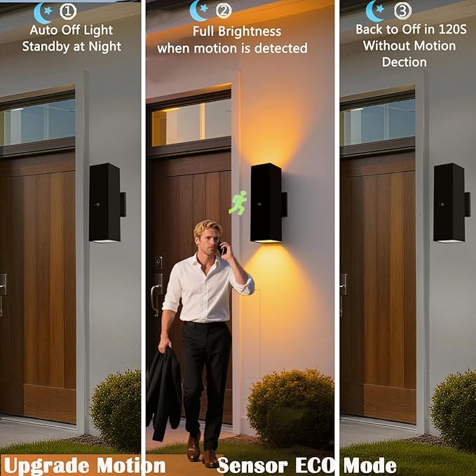 rosykite Motion Sensor Outdoor Wall Lights, Dusk to Dawn Exterior Wall Mount - Image 2