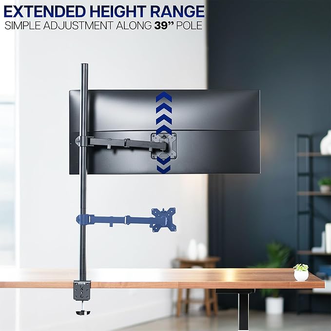 VIVO Extra Tall Single Monitor Desk Mount, 39 inch Pole VESA Stand - Image 6
