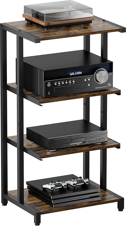Ardier 4-Tier Wooden Media Stand, AV Media Stand Corner Shelf by Ardier