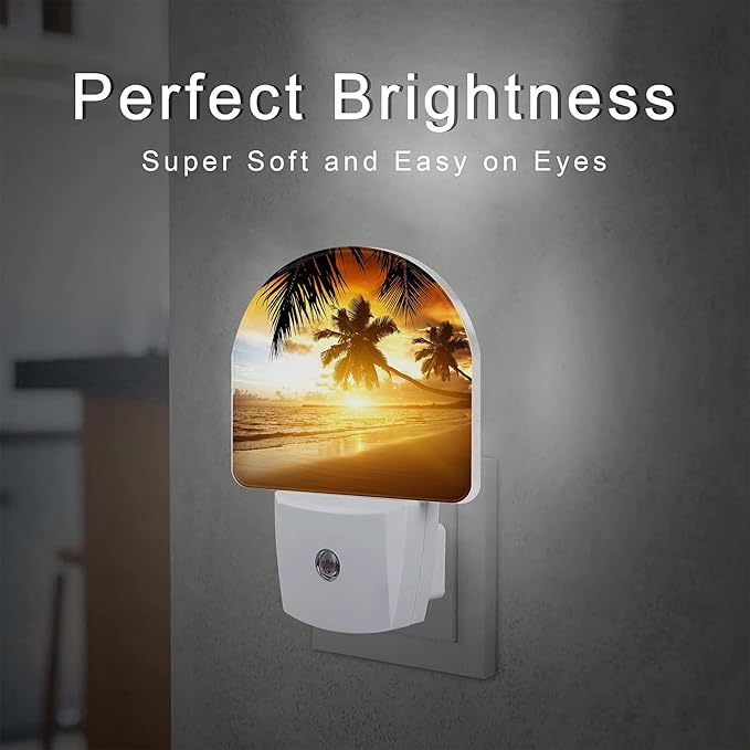 sndheke Tropical Ocean Beach Night Light, Palm Trees at Sunset Dusk to Dawn - Image 2