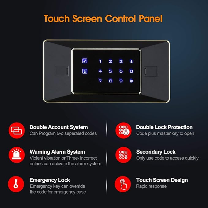 TIGERKING 2.05 Cu Ft Heavy Duty Security Home Safe – Digital Touchscreen Lock - Image 2