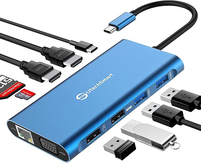 UtechSmart 11 in 1 Docking Station, Triple Monitors USBC Laptop Docking Station by UtechSmart