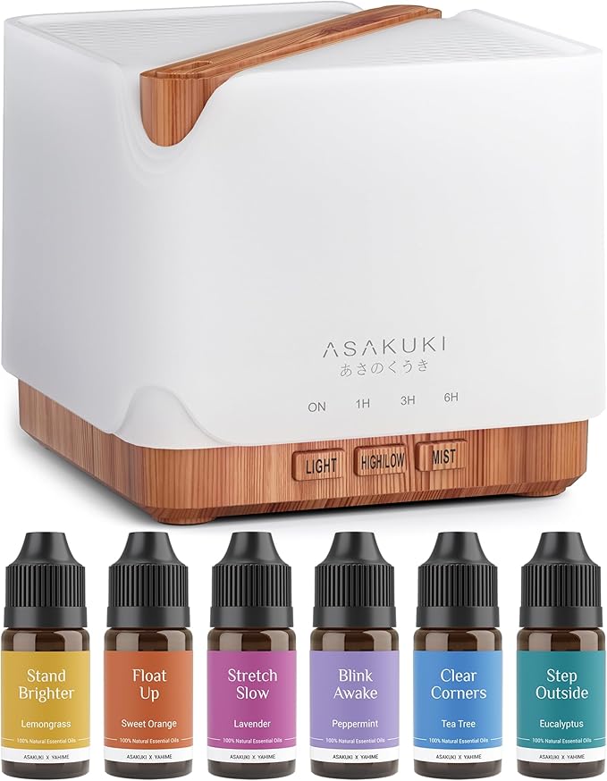 ASAKUKI Essential Oil Diffuser 700ml, Ultrasonic Aromatherapy Humidifier by ASAKUKI