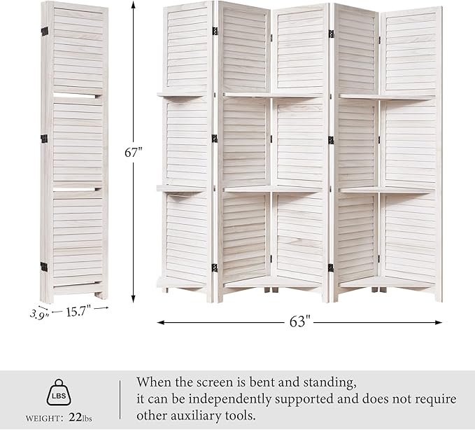 Partition Room Dividers, Folding Wood Privacy Screen - Image 6