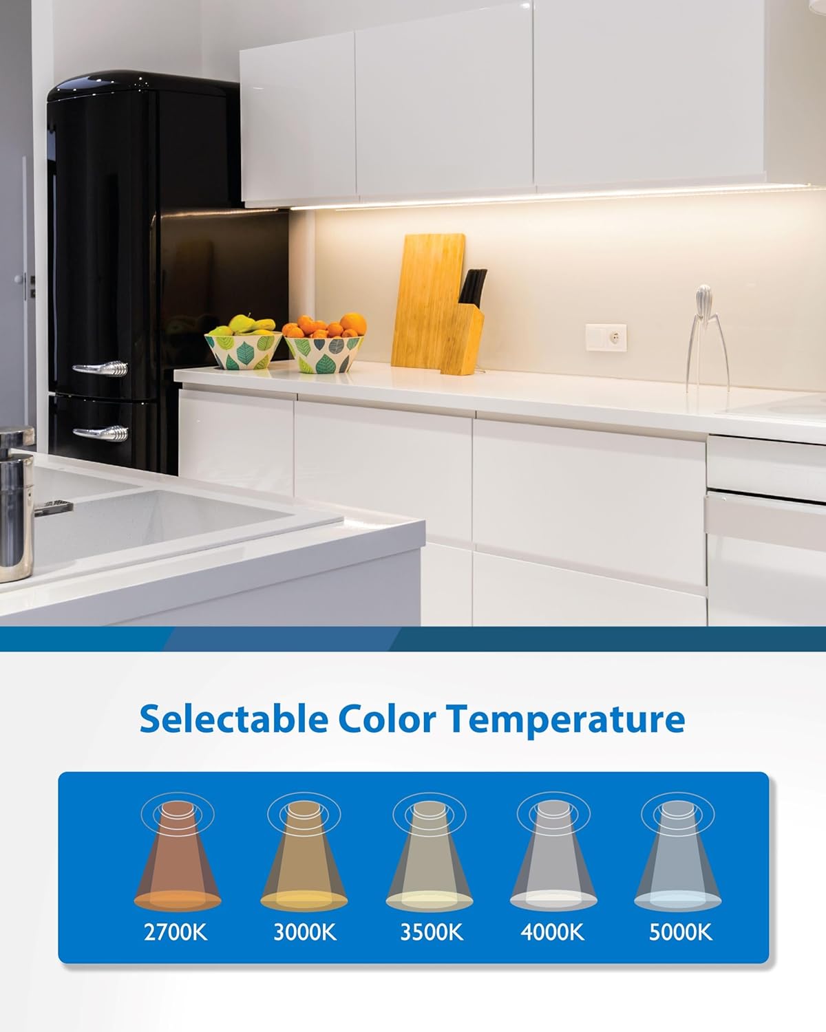 24” LED Direct Wire Under Cabinet Light - Dimmable Undercounter LED Lights for Kitchen - Selectable CCT 2700K-5000K, 612-648 Lumens, 9W - UCB Series Hardwired Under Cabinet Lighting by NICOR Lighting