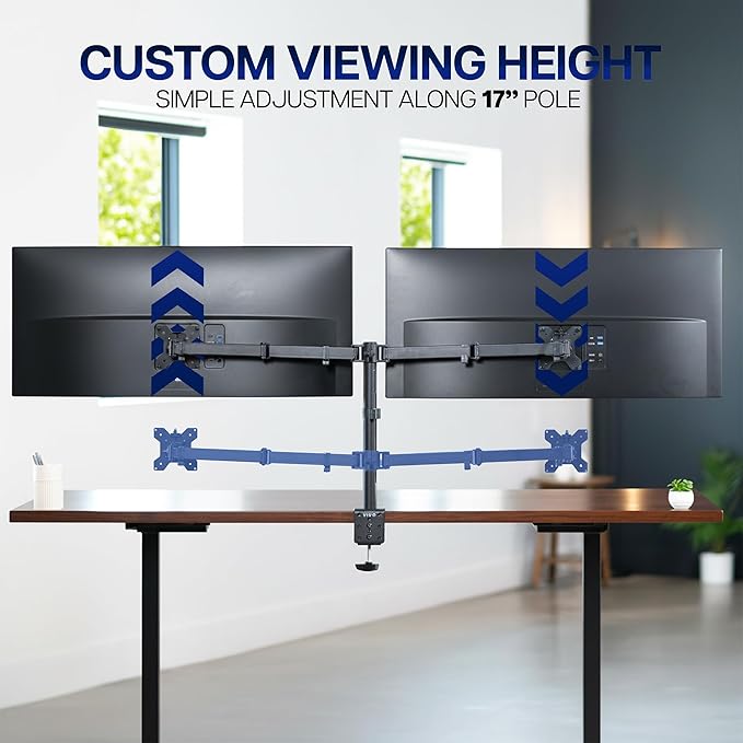VIVO Dual Ultrawide Monitor Desk Mount, Heavy Duty Fully Adjustable Steel Stand - Image 5
