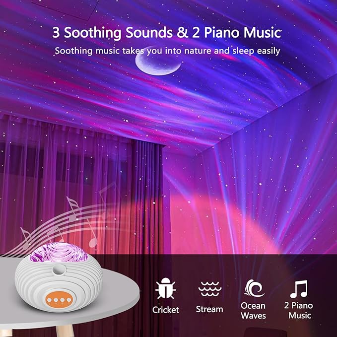ELITUN Star and Aurora Night Light, Dual Effect Moon Galaxy Projector - Image 4