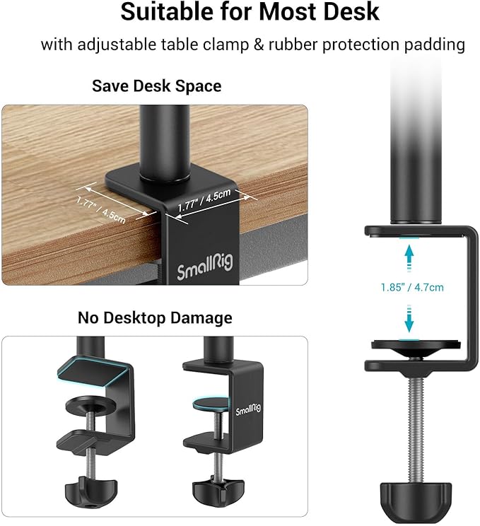 SmallRig Camera Desk Mount Table Stand, Adjustable Light Stand 15"-35" - Image 5
