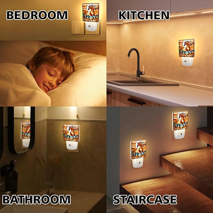 PODMemory Horse Stained Glass Night Lights Plug into Wall - Image 7