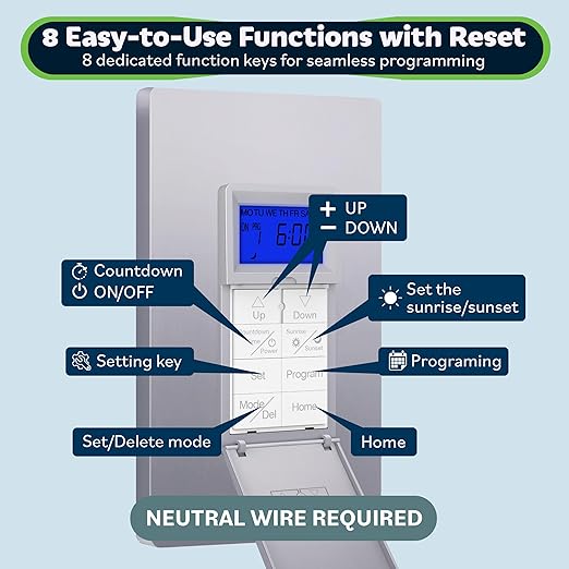 TOPGREENER Digital Astronomic Timer Switch, 7-Day Programmable Sunrise Sunset - Image 3
