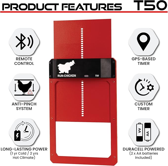 Run-Chicken Door T50 – Automatic Chicken Coop Door Opener, Battery Powered & - Image 6
