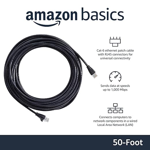 Amazon Basics RJ45 Cat-6 Ethernet Patch Cable, 1Gpbs Transfer Speed, 50 Foot - Image 2