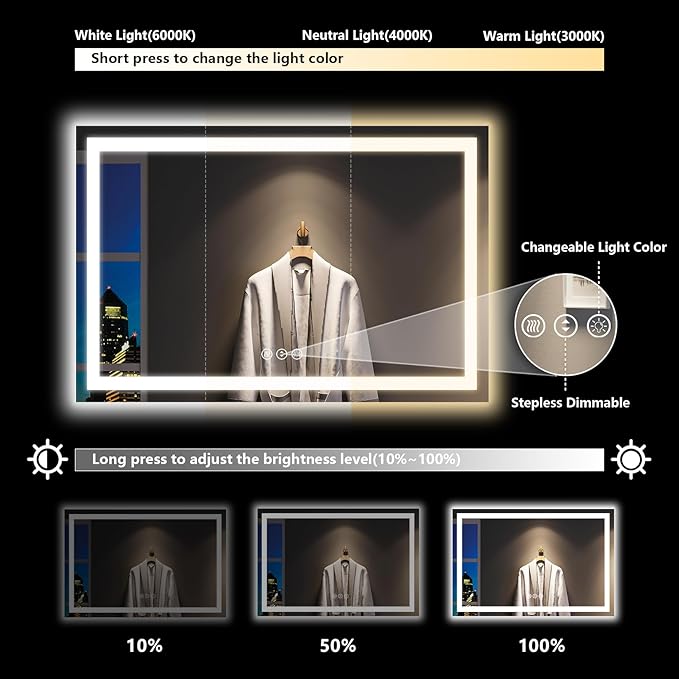 YEELAIT 60x36 Inch LED Bathroom Mirror - Image 4