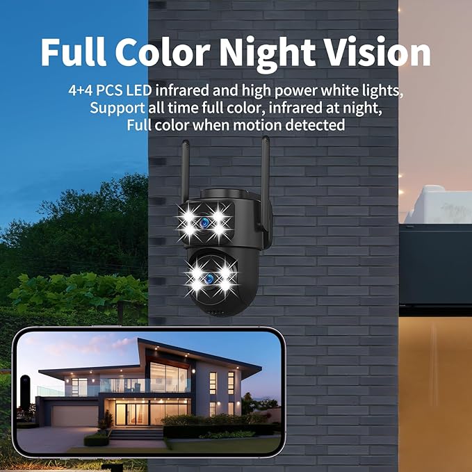 dzcctvipc 2K Dual-Lens WiFi Home Security Camera, Indoor/Outdoor Use, 360° - Image 4