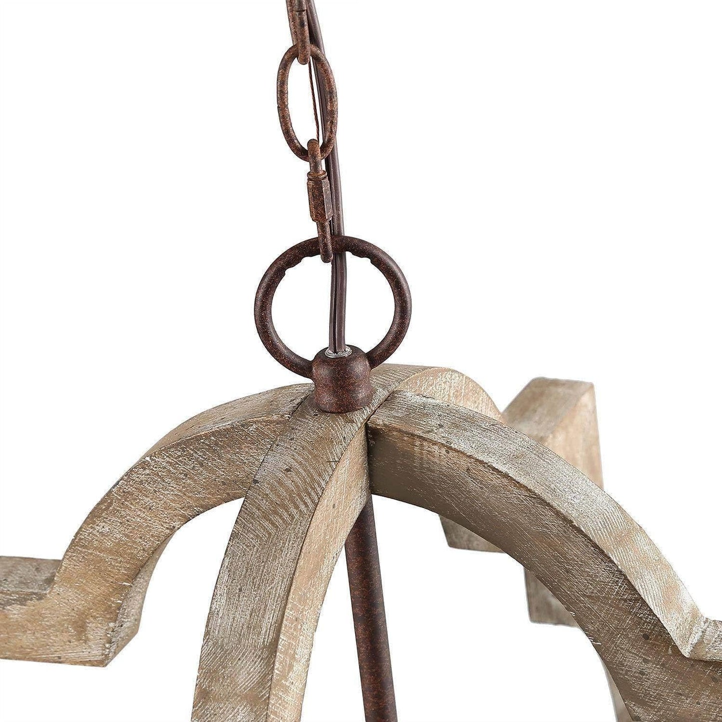 LOG BARN Farmhouse Chandelier, 3 Lights Rustic Handmade Wood Orb Chandeliers Hanging Pendant Light Fixtures for Dining Room, Bedrooms, Foyer, Entryway and Hallway