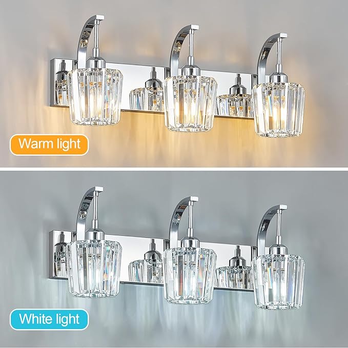 FDPBY Modern Bathroom Vanity Light, 3-Light Chrome Wall Sconce - Image 5