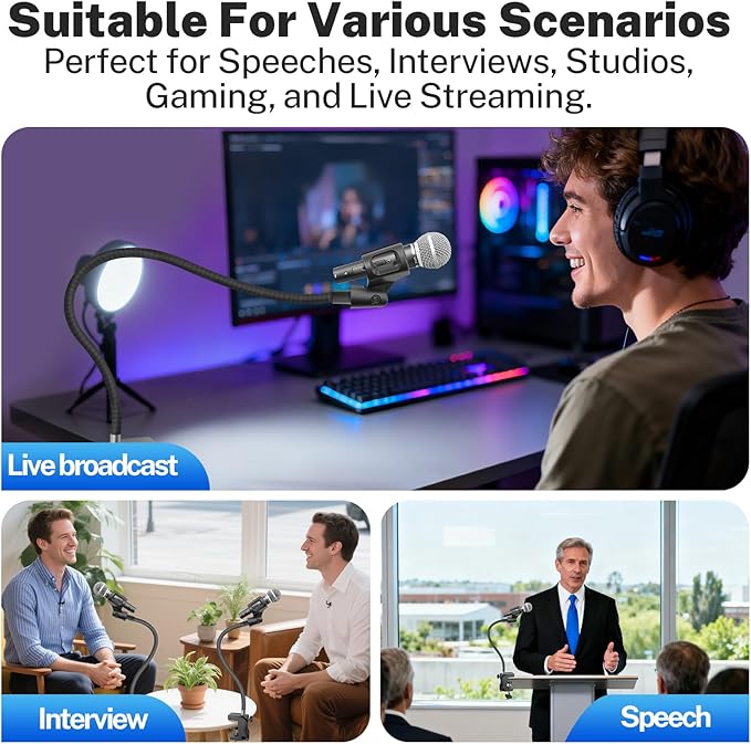 Microphone Stand, 3/8" to 5/8" Screw Adapter, 360 Adjustable Compact Mic Arm - Image 6