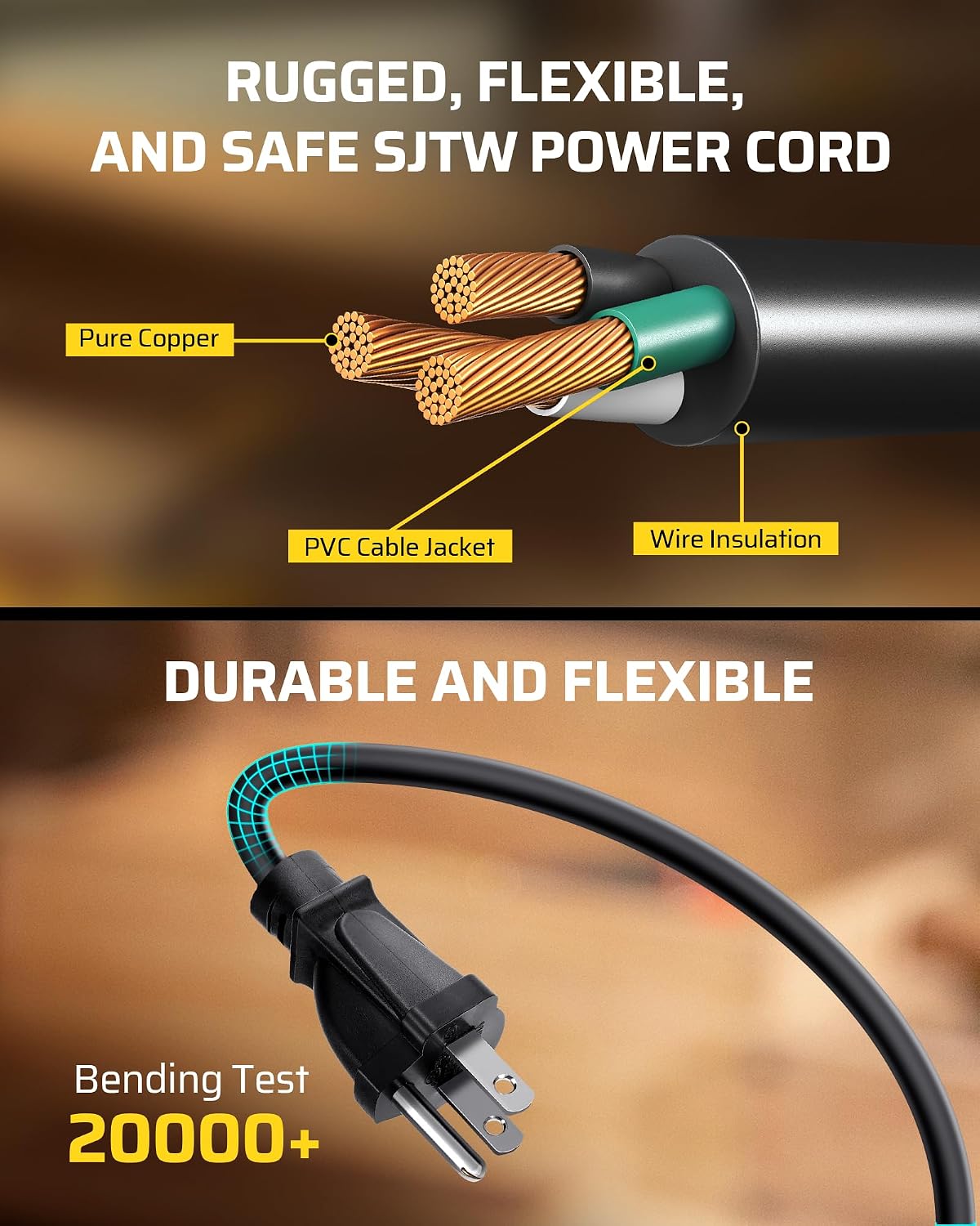 DEWENWILS 25FT Extension Cord Reel, Hand Wind Retractable Cord Reel | 16/3 SJTW, 4 Grounded Outlets, 2-USB Ports (3.4A Fast Charge), 13A Circuit Breaker, for Garage, Workshop, Outdoor, UL Listed