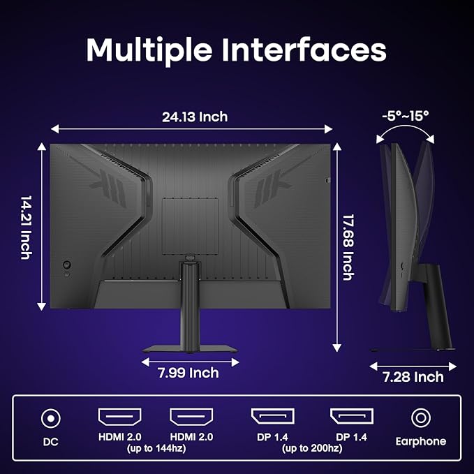 Amzfast 27 Inch Gaming Monitor 200Hz WQHD 2k 2560 x 1440p Monitor, Built-in - Image 9