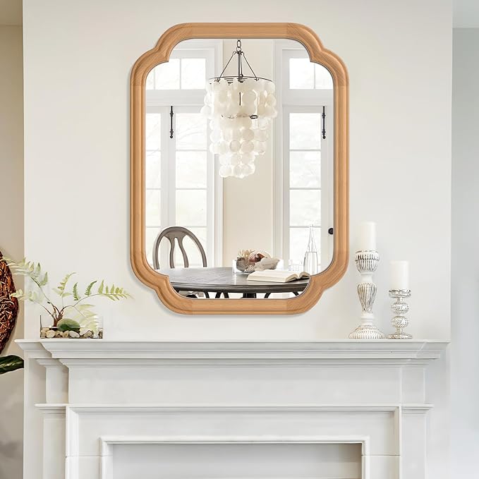 Natural Wood Framed Mirror, 18X24 Inch Bathroom Mirror - Image 3