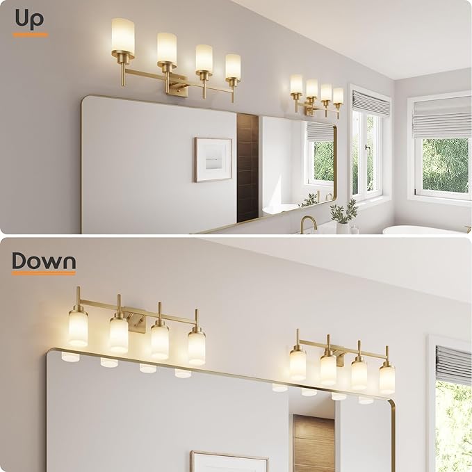 AONEON Wall Light Fixtures 4-Light Over Mirror, Wall Sconces - Image 3