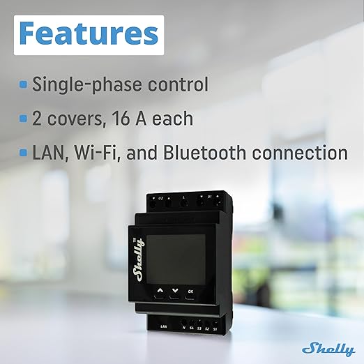 Shelly Pro Dual Cover/Shutter PM | LAN and Wi-Fi Connection, Professional DIN - Image 2