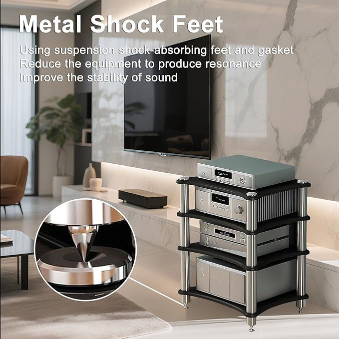 SQXLXDD 4-Tier AV Media Stand, Amplifier Rack Cabinet - Image 6
