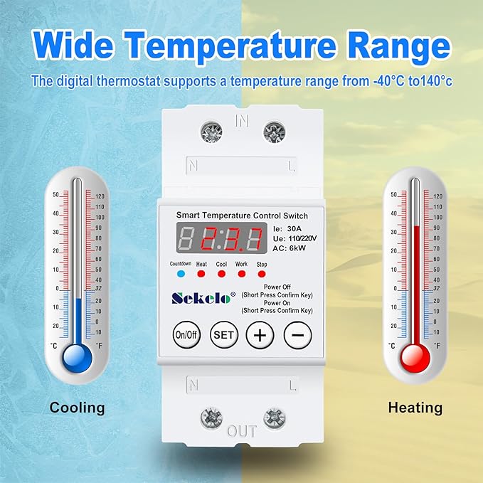 High-Power Temperature Control Switch, Rail-Mounted Digital Thermostat - Image 2