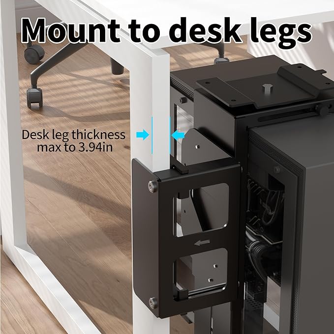 Pholiten Under Desk CPU Mount, Universal Desk Leg CPU Mount, 3.94 to 11.61 inch - Image 4