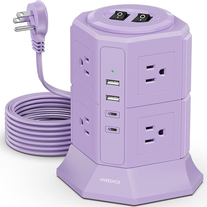 Flat Plug Power Strip Tower by NVEESHOX
